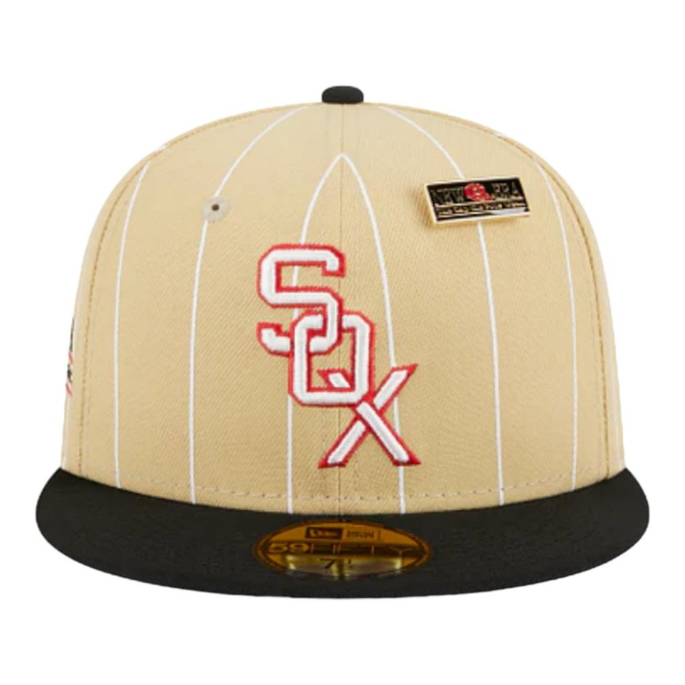 New Era Chicago White Sox Retro Pinstripe 59FIFTY Fitted Hat With Pin - Picture 2 of 7